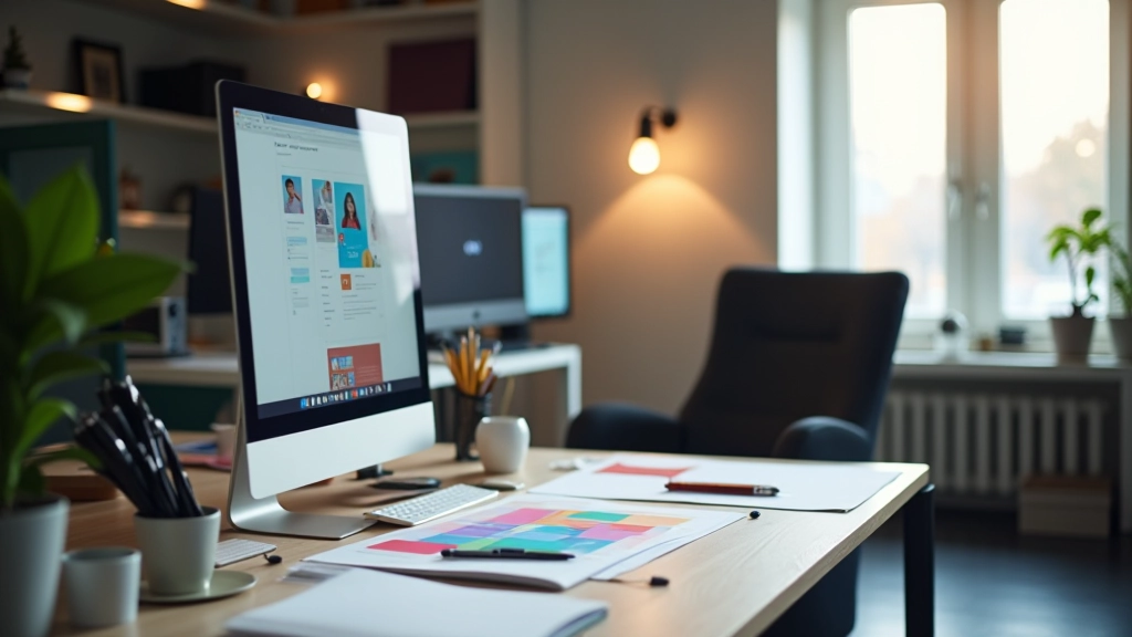 Creatieve freelance webdesign werkruimte met professionele setup
