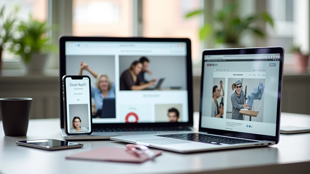 Responsive portfolio website op verschillende devices: smartphone tablet en desktop schermen